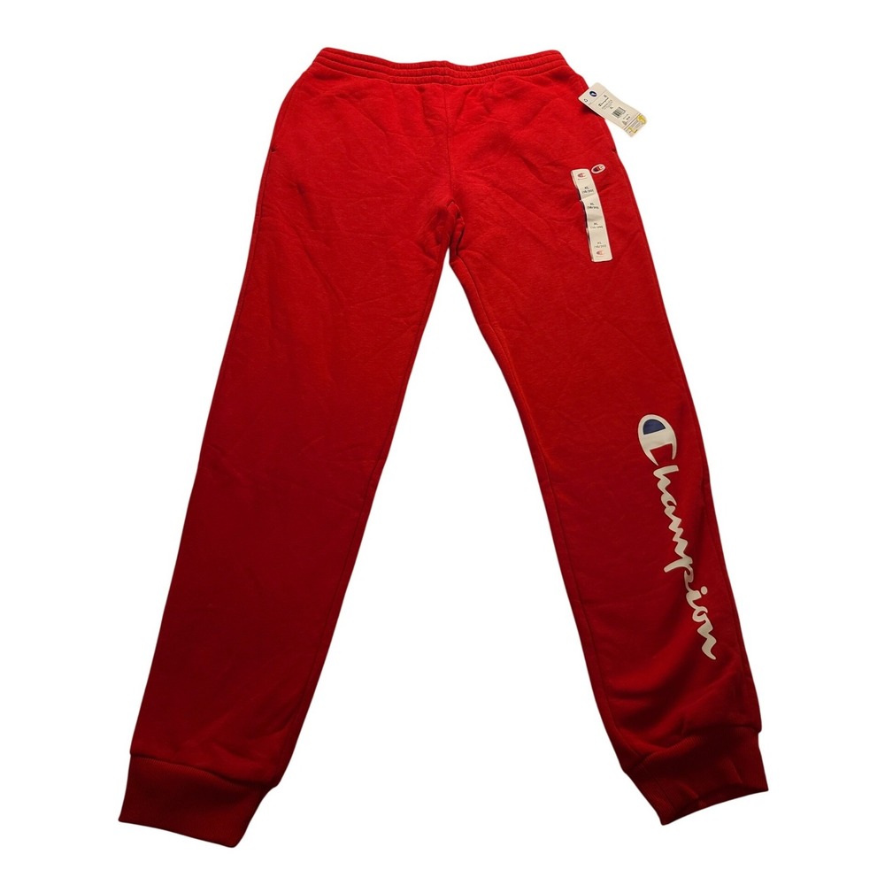 Champion Signature Fleece Joggers Lychee Red XL 18/20 Boys Embroidered NWT